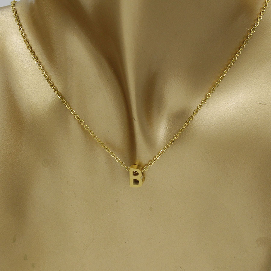 18K Real Gold Plated Stainless Steel Alphabet Pendent Necklace Lovers Couple Initial English Leter Necklaces for Women Bride Party Birthday Wedding Je