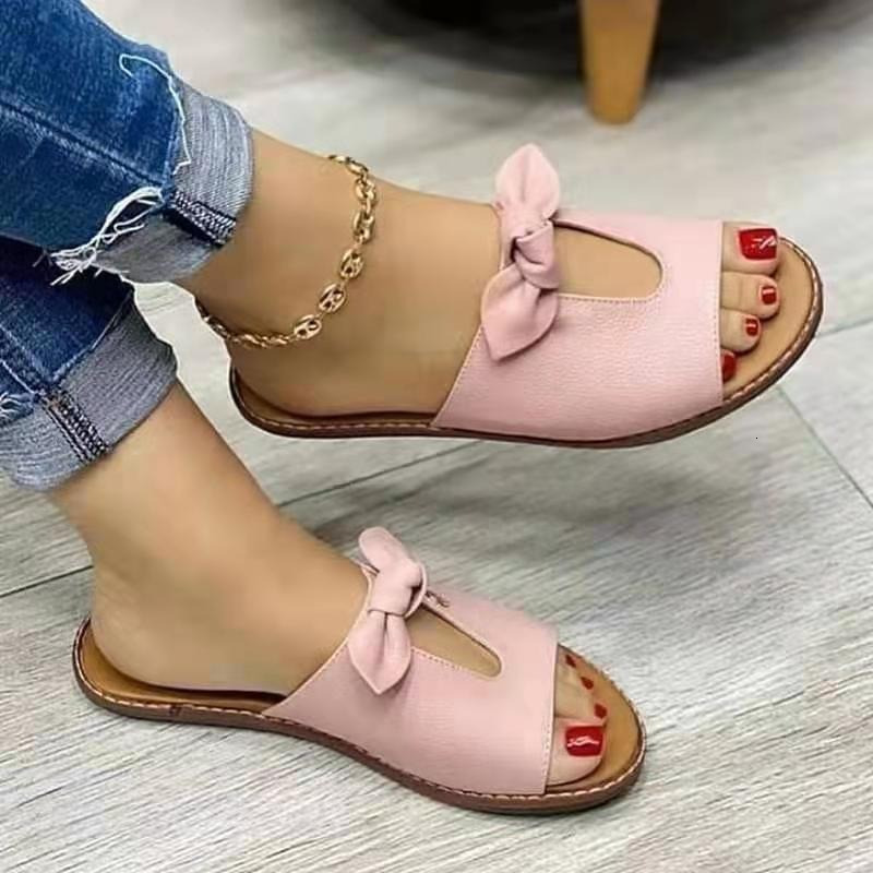 Sandals Summer Women Fashion Bow Flat Sandals Comfortable Soft Bottom Women's Beach Outdoor Sport Sandals Slippers of Fish 230206