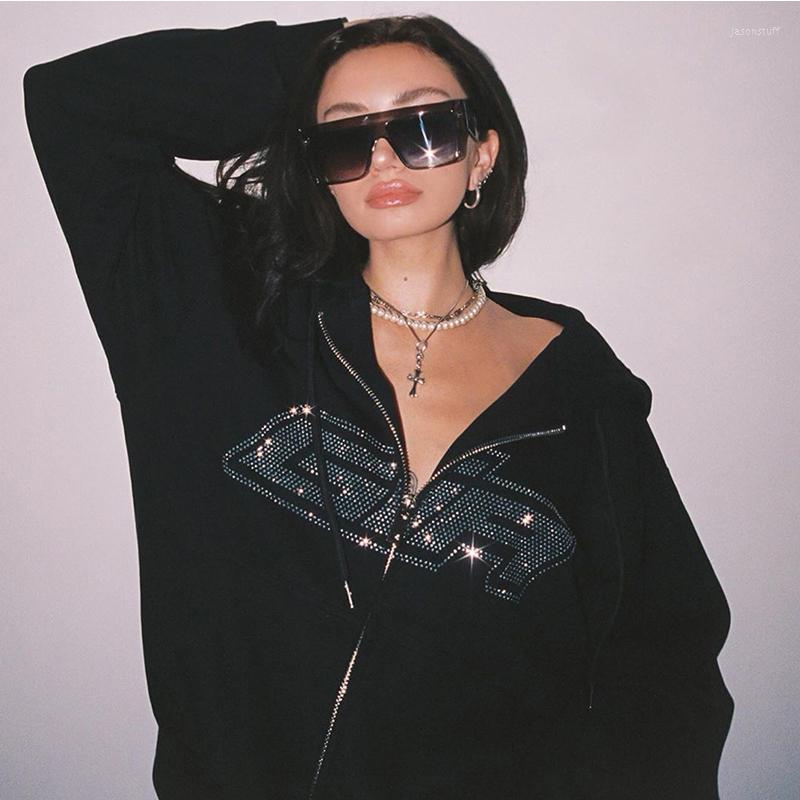 Women' T Shirts Y2k Rhinestone Women Hoodies Jacket Coat 2023 Gothic Harajuku Hoodie Female Streetwear Zip Up Grunge Sweatshirt, Black
Women' T Shirts Y2k Rhinestone Women Hoodies Jacket Coat 2023 Gothic Harajuku Hoodie Female Streetwear Zip Up Grunge Sweatshirt, Black