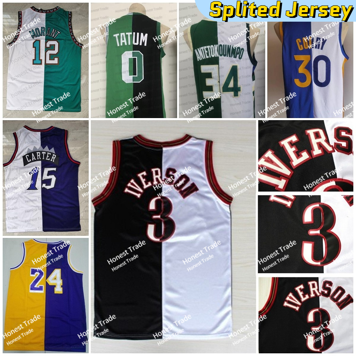 Retro 0 Jayson Tatum Split Jersey 33 Larry Bird 34 Giannis 15 Vince Carter 12 Ja Morant Curry Splited Mens Jersey Blue White Green Purple, Men jersey
Retro 0 Jayson Tatum Split Jersey 33 Larry Bird 34 Giannis 15 Vince Carter 12 Ja Morant Curry Splited Mens Jersey Blue White Green Purple, Men jersey