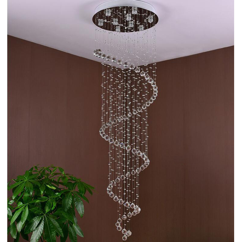 Crystal Chandeliers Pendant Lamps Fixtures Indoor Spiral Hanging Lamp Decor Ceiling Light for Hotel Hall Stairs