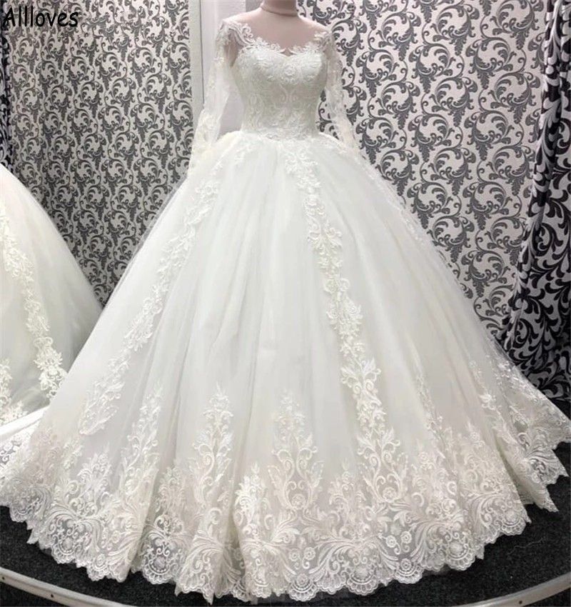 Gorgeous Long Sleeves Wedding Dresses Bridal Gown Lace Applique Ruched Pleats Sweep Train Corset Back Beach Country Custom Plus Size Vestido De Novia