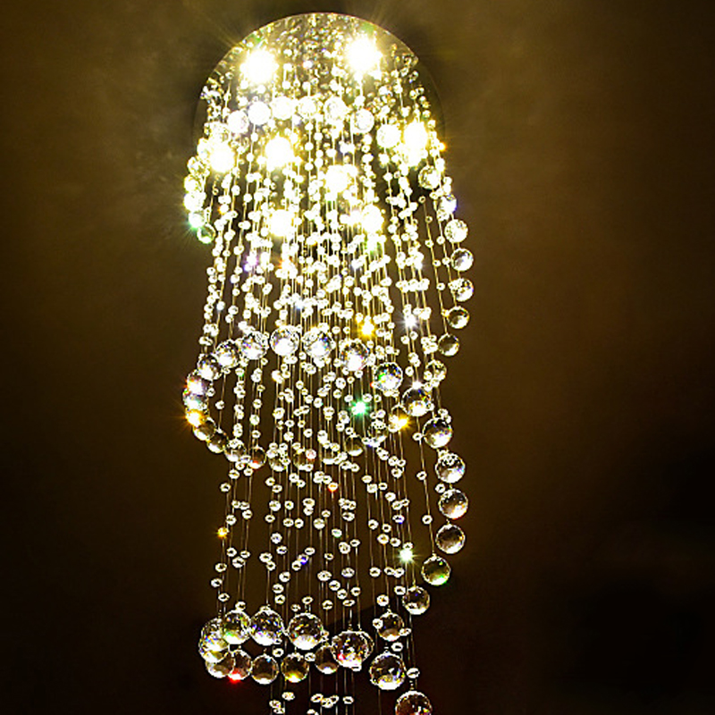 Crystal Chandeliers Pendant Lamps Fixtures Indoor Spiral Hanging Lamp Decor Ceiling Light for Hotel Hall Stairs