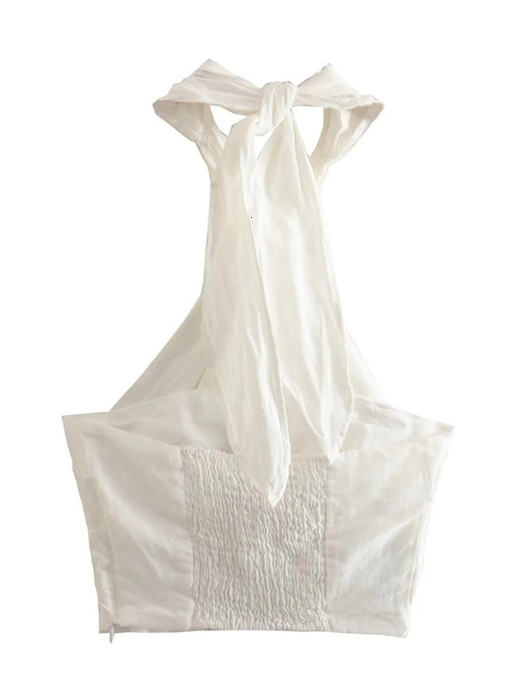 Women's Tanks Camis TRAF White Halter Top Women Backless Crop Sexy Off Shoulder Summer s Y2k Streetwear Orange Sleeveless Tank 230204Z