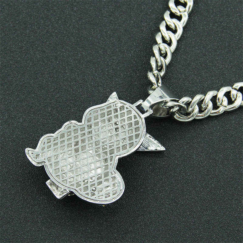Pendant Necklaces Hip Hop Bling Anime Squirt Turtle Pendant Necklace With Ice Out Crystal Cuban Chain Fashion Carapuce Zenigame Jewelry Dropship G2302
