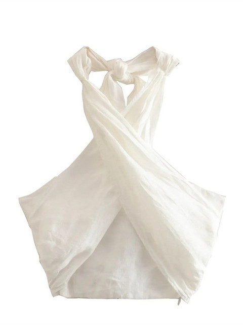 Women's Tanks Camis TRAF White Halter Top Women Backless Crop Sexy Off Shoulder Summer s Y2k Streetwear Orange Sleeveless Tank 230204Z