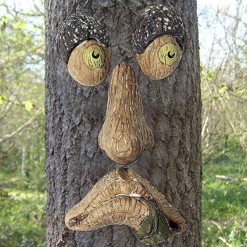 Garden Decorations Funny Old Man Tree Face Hugger Art Outdoor Amusing Sculpture Whimsical Decoration 230206