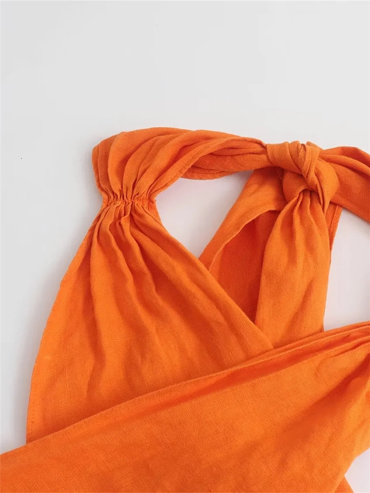 Women's Tanks Camis TRAF White Halter Top Women Backless Crop Sexy Off Shoulder Summer s Y2k Streetwear Orange Sleeveless Tank 230204Z