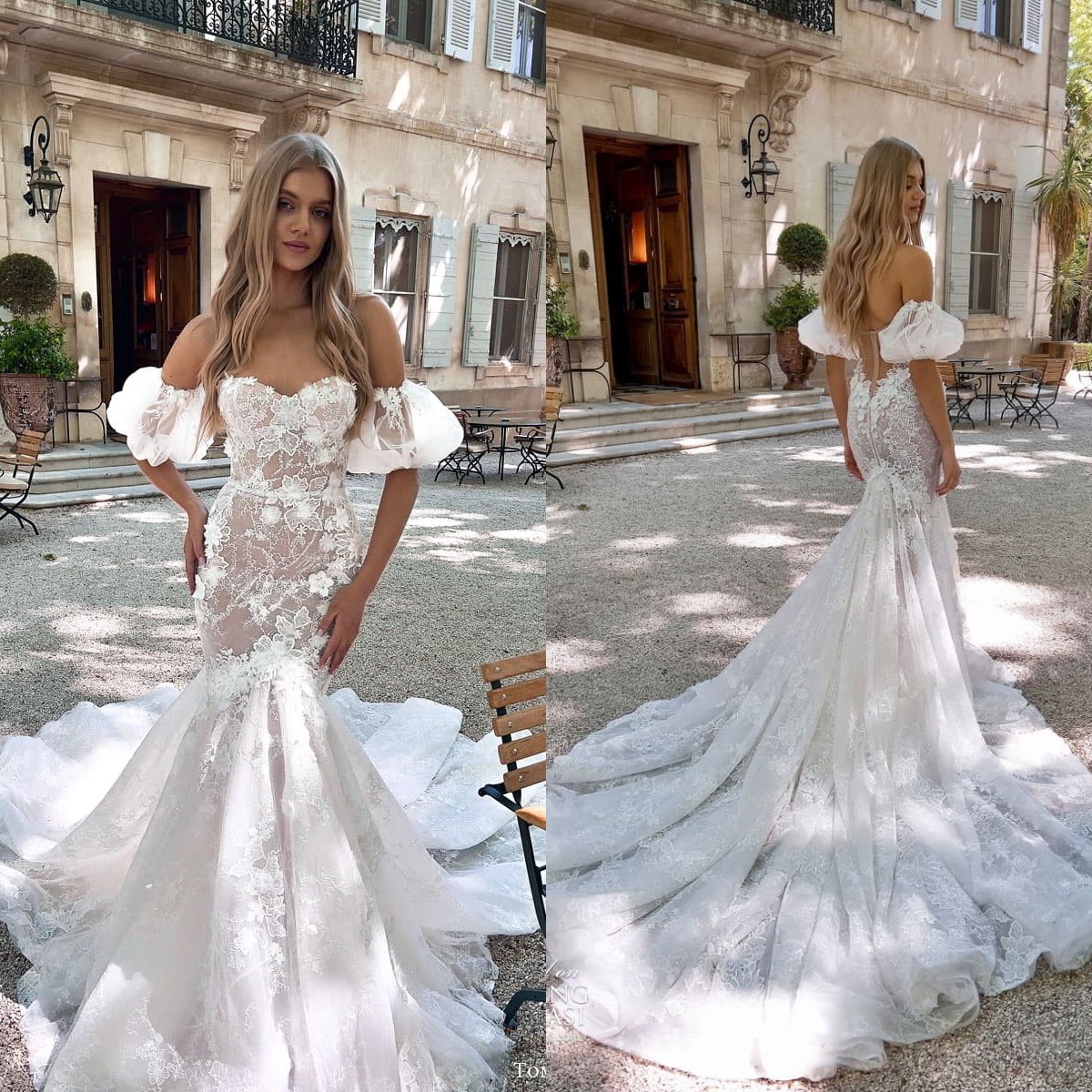 Sexy Lace Mermaid Wedding Dresses Off The Shoulder Sleeveless Elegant Bridal Gown Boho Country Berta 2023 Backless Vestido De Novia