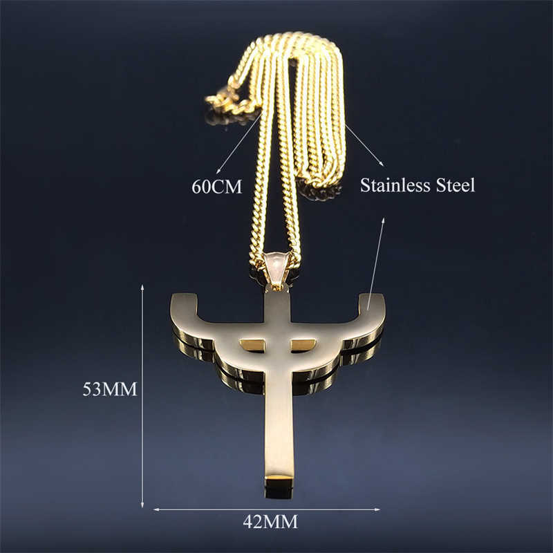 Gothic Judas Priest Symbol Stainless Steel Necklace Women/Men Gold Color Saint Pendant Necklaces Jewelry gargantilla NXH369S06 0206 - view 7