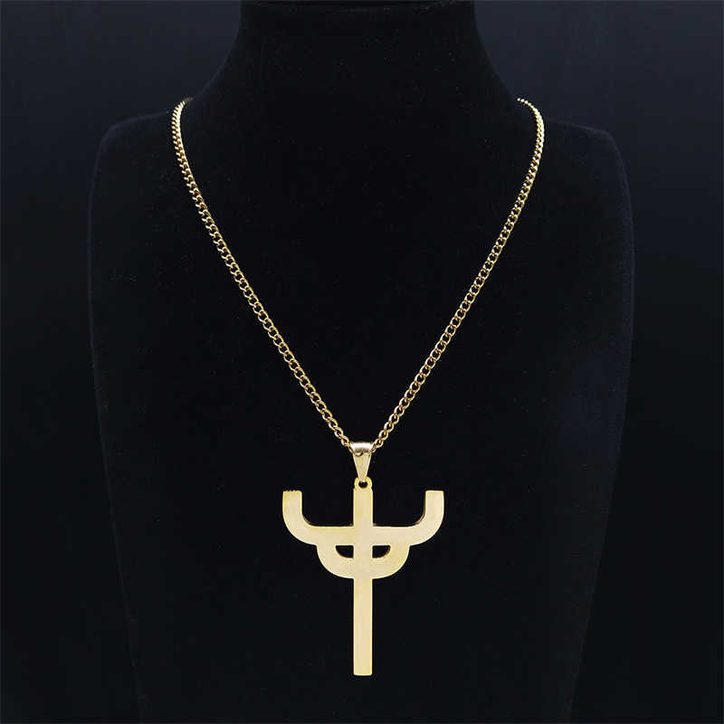 Gothic Judas Priest Symbol Stainless Steel Necklace Women/Men Gold Color Saint Pendant Necklaces Jewelry gargantilla NXH369S06 0206 - view 6