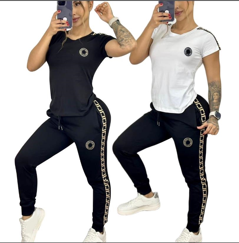 Womens designer tracksuits printed sport suits Fashion Letter Print Outfits Casual O-neck short-sleeve shirts and pants two piece sets ladies sportwear size S~XXL, Black
Womens designer tracksuits printed sport suits Fashion Letter Print Outfits Casual O-neck short-sleeve shirts and pants two piece sets ladies sportwear size S~XXL, Black