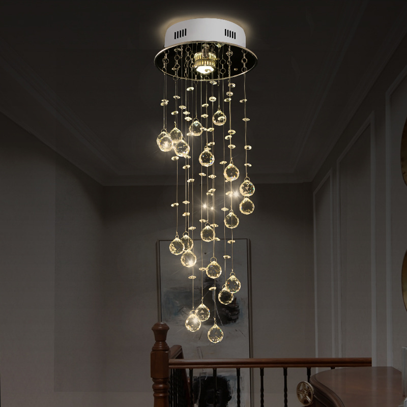 Crystal Chandeliers Pendant Lamps Fixtures Indoor Spiral Hanging Lamp Decor Ceiling Light for Hotel Hall Stairs