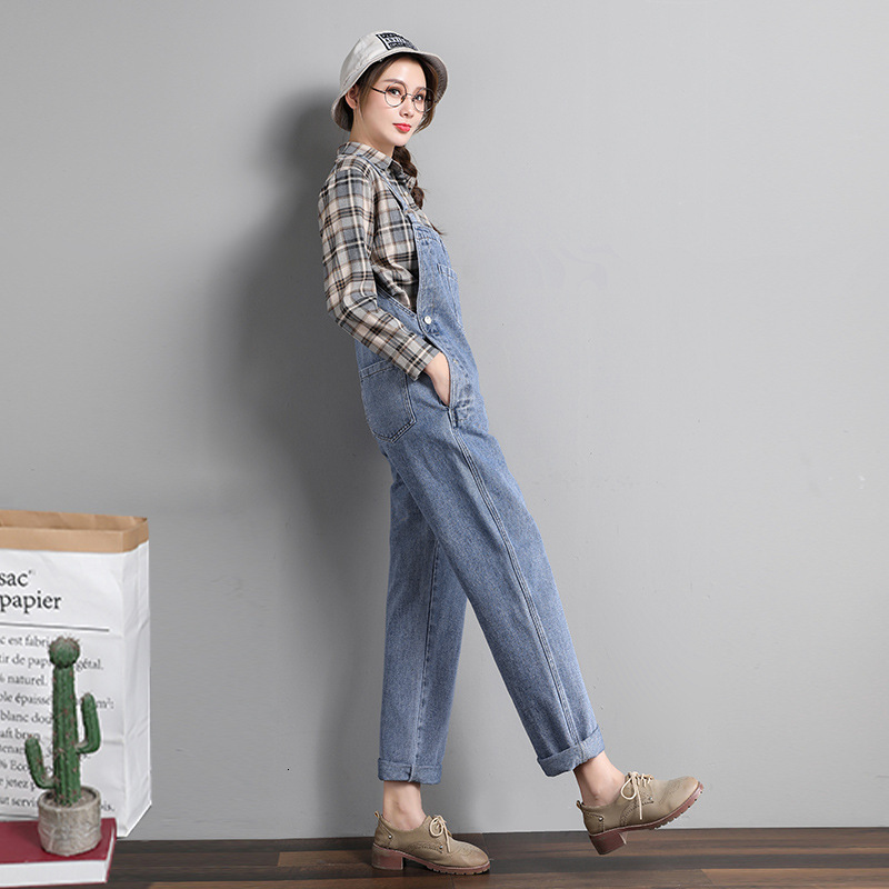 Women's Jeans Suspenders Pants Street Women Casual Overalls Denim Jumpsuits Pockets Coverall 230206