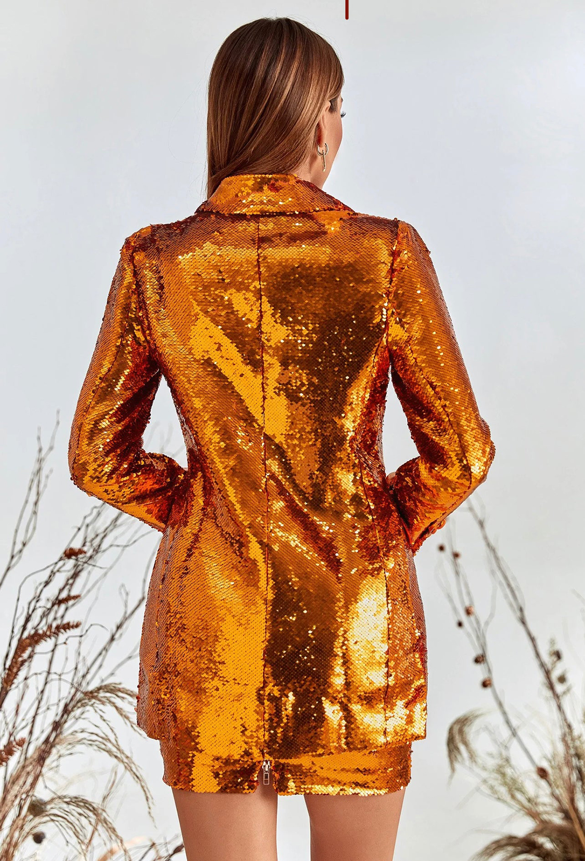 Sparkly Sequined Women Blazer Suits V Neck Evening Party Ladies Skirts Dressing For Wedding Loose Two Pieces