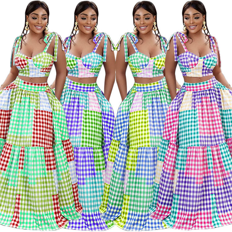 Casual Dresses CM YAYA Graffiti Print Women Big Swing Cape Ball Gown Maxi Long Skirt Suit and Crop Top Matching Two 2 Piece Set Chic Outfits 230105
