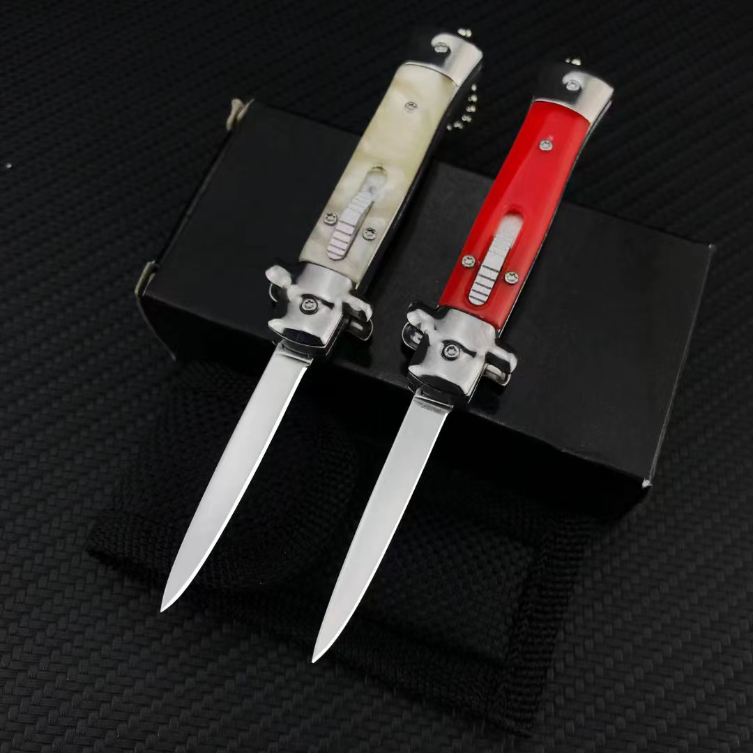 Italian style 5 Inch Mafia OTF Automatic Knife 440C Blade PMMA Handle Hardness outdoor products camping self-defense knifves
Italian style 5 Inch Mafia OTF Automatic Knife 440C Blade PMMA Handle Hardness outdoor products camping self-defense knifves