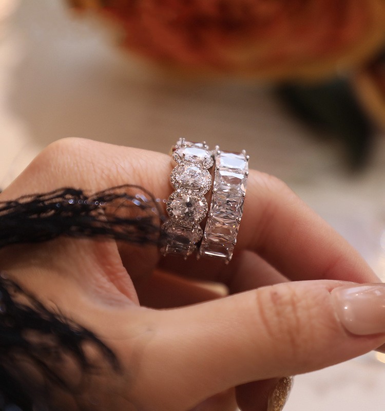 Gold Sterg Sier Filled 5A Cubic Zirconia CZ Dia Eternity Wedding Ring for Women 4