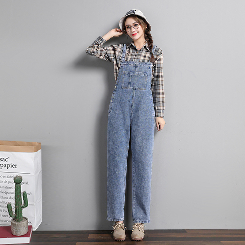 Women's Jeans Suspenders Pants Street Women Casual Overalls Denim Jumpsuits Pockets Coverall 230206