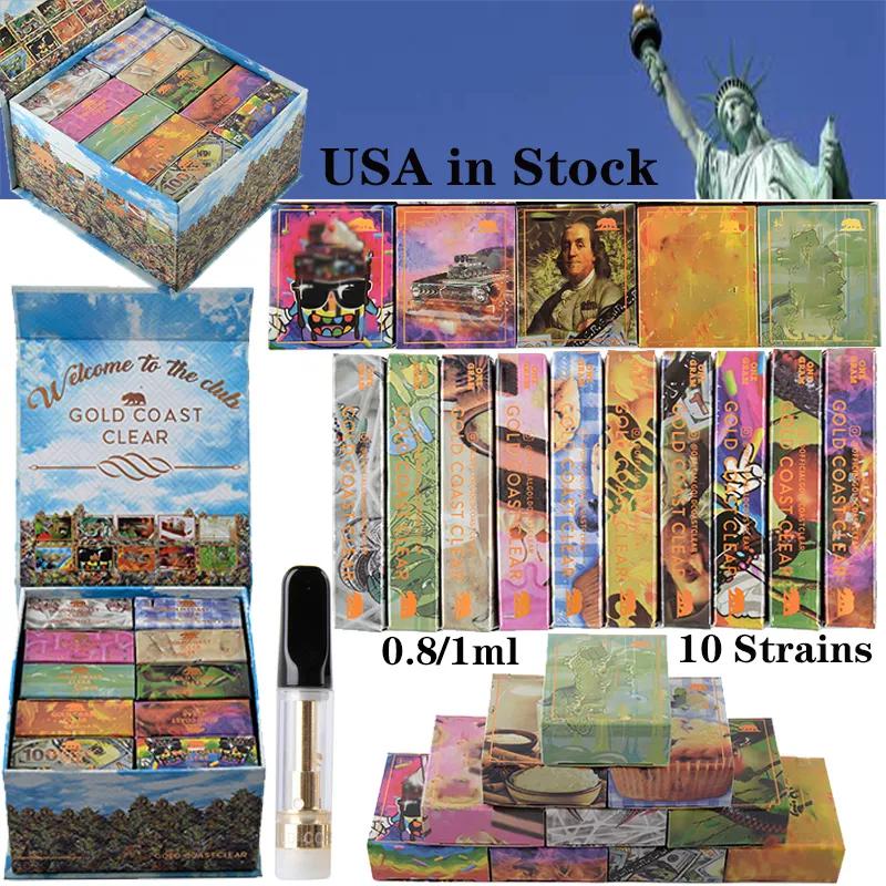 USA Atomizers New Packaging GOLD COAST CLEAR Ceramic Vape Cartridges E Cigarettes Packaging Empty Vapes Carts Glass Tank Thick Oil Dab Vaporizer 510 Thread
USA Atomizers New Packaging GOLD COAST CLEAR Ceramic Vape Cartridges E Cigarettes Packaging Empty Vapes Carts Glass Tank Thick Oil Dab Vaporizer 510 Thread