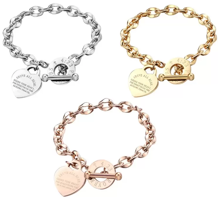 Love Bracelet Bangles Stainless Steel Gold Heart Bracelets For Birthday Party Gift no box