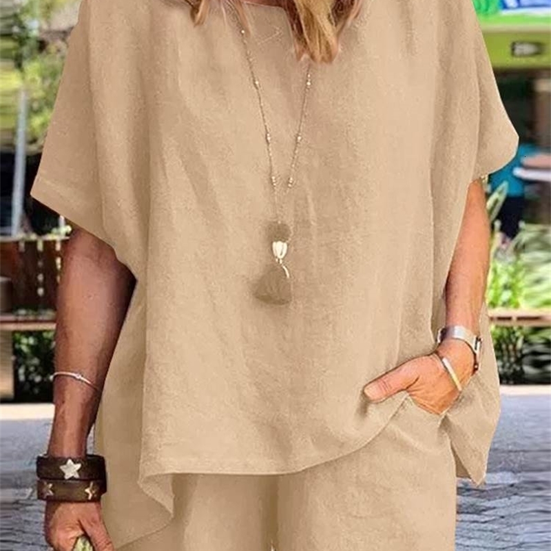 Women' Two Piece Pants ZANZEA 2023 Summer Women Tracksuit Causal Shorts Suits Short Sleeve Shirt Tops Loose Matching Set Oversized Outfits 230206, Beige
Women' Two Piece Pants ZANZEA 2023 Summer Women Tracksuit Causal Shorts Suits Short Sleeve Shirt Tops Loose Matching Set Oversized Outfits 230206, Beige