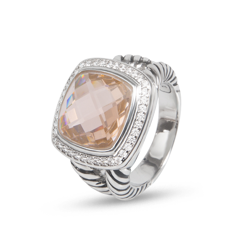 Couple Rings Women and Men Classic Ladies 14mm Morganite Zircon Rings Fashion Jewelry Accessories Rings