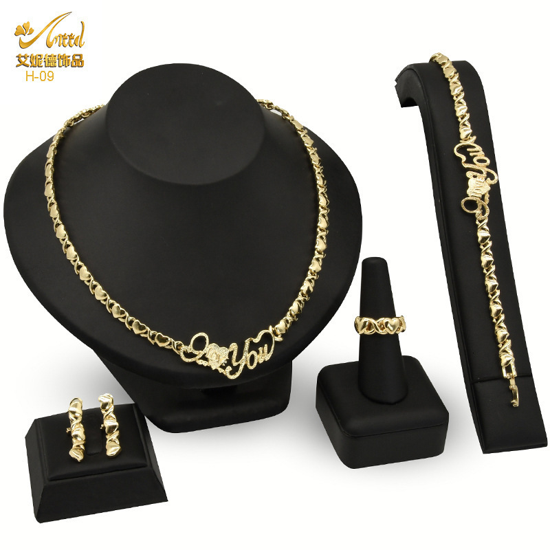 Hip hop jewelry set for women necklace set wedding jewelry sets earrings xoxo necklace bracelets gifts 201222