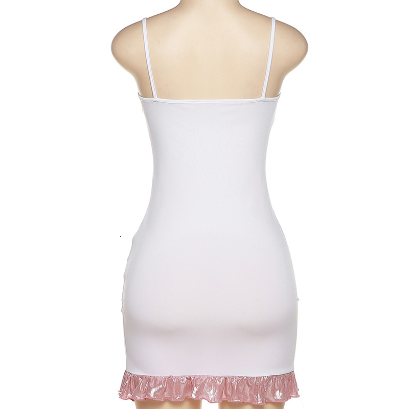 Party Dresses Adogirl s Starfish Print Padded Mini Dres Sexy Spaghetti Straps Ruffles Stitching Bodycon Clubwear Skirts 230105