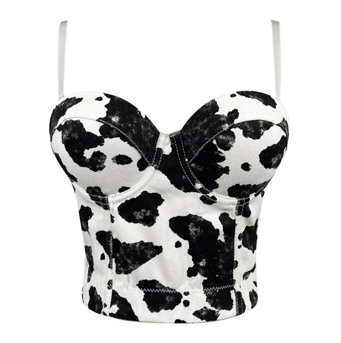 Accessories French Simple Off-the-shoulder Vest Cow Print Back Buckle Sexy Women's Suspender Vest Denim Bra For Women And Girl
Accessories French Simple Off-the-shoulder Vest Cow Print Back Buckle Sexy Women's Suspender Vest Denim Bra For Women And Girl