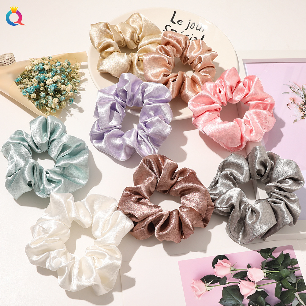 37 Colors Simple Ins Hot Large Satin Scrunchies Solid Oversize Hair Ropes for Women Girl Hair Bands Tie Gum Elastics Ponytail Holder Headwear 2335