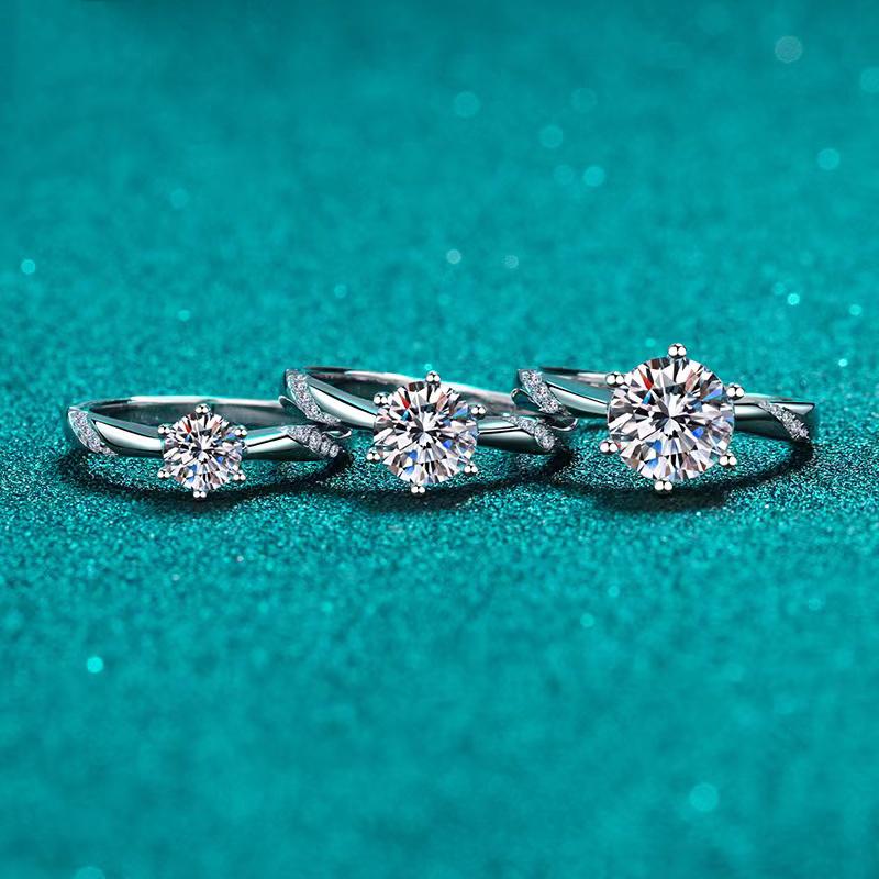 Cluster Rings Trendy 0.5-2ct D Color VVS1 Moissanite Diamond Ring Women Jewelry 925 Sterling Silver Wedding Anniversary GiftCluster
