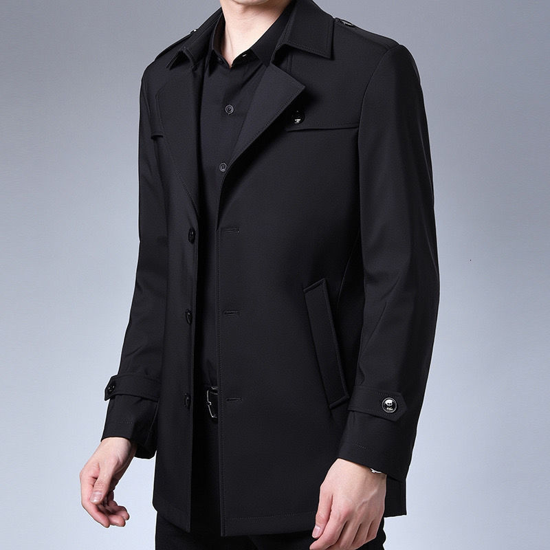 Men's Trench Coats Fashion Men's woolen Coats Solid Color Single Breasted Lapel Long Coat Jacket Casual Overcoat Casual Trench Spring and Au