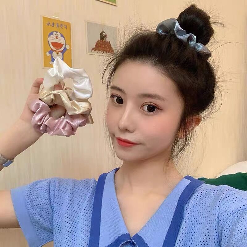 37 Colors Simple Ins Hot Large Satin Scrunchies Solid Oversize Hair Ropes for Women Girl Hair Bands Tie Gum Elastics Ponytail Holder Headwear 2335
