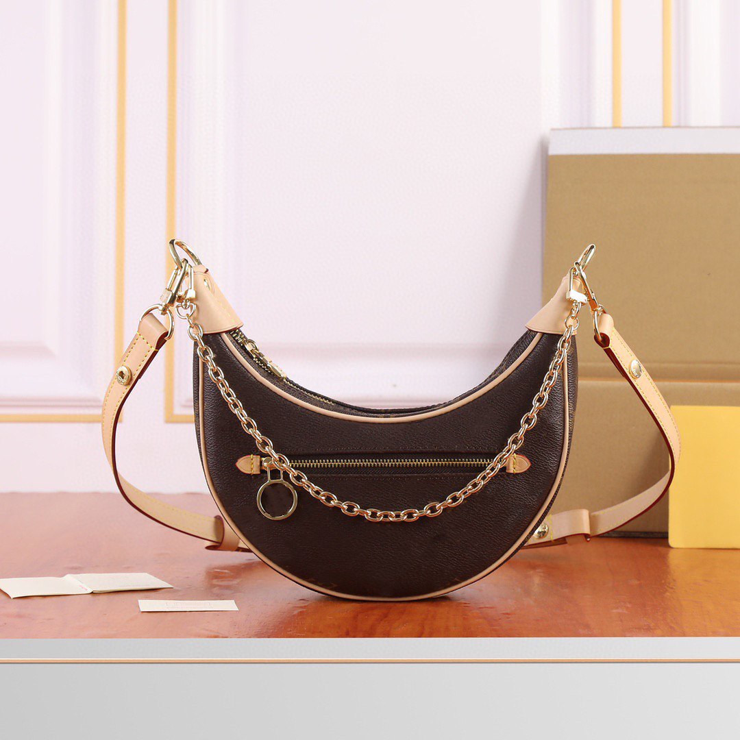 Loop Half Moon Shoulder Bag with Extra Chain Women Designer Handbag Front Zipper Pocket 23cm Small Purses, Classic
Loop Half Moon Shoulder Bag with Extra Chain Women Designer Handbag Front Zipper Pocket 23cm Small Purses, Classic