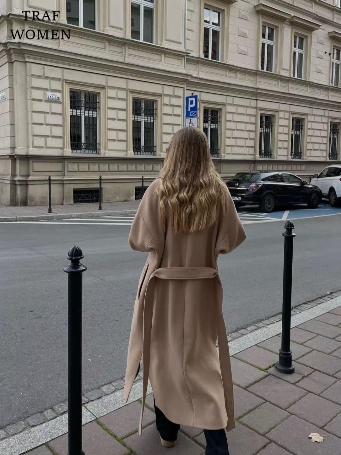 Womens Knits Tees TRAF WOMEN Winter Coat with Belt Decoration Coats Temperament Solid Color Retro Fashion Female Elegant Jackets 8464724 230207