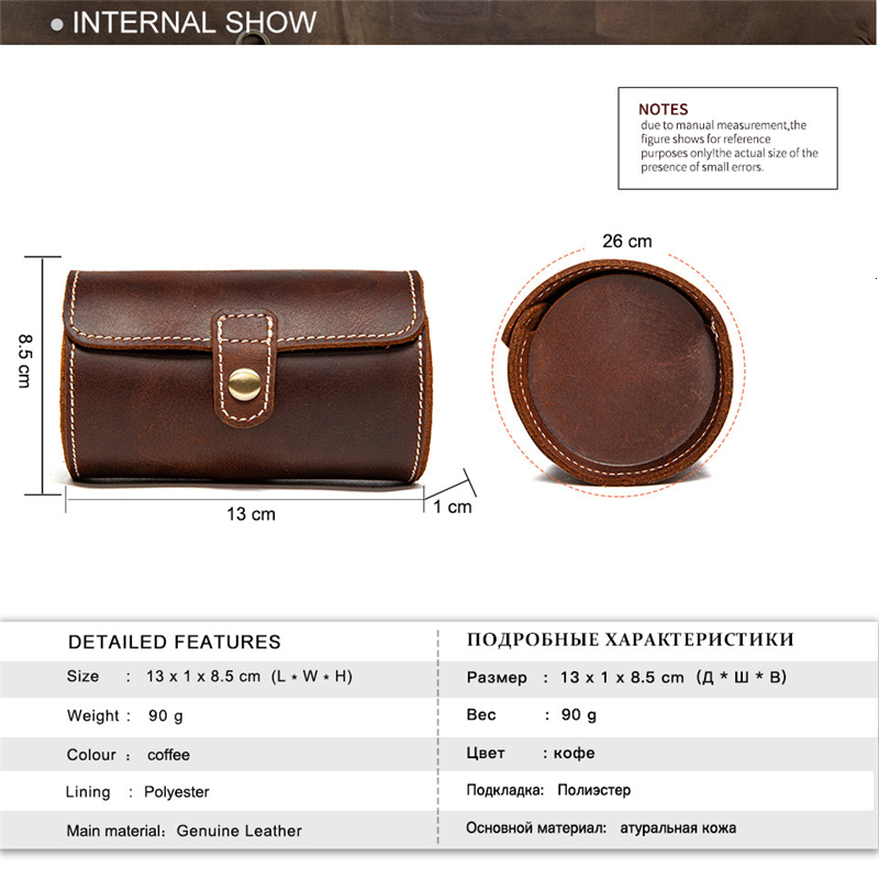 Watch Boxes Cases Crazy Horse Leather Watch Roll Case Portable Vintage Watch Case Watch Holder Travel Wrist Jewelry Storage Pouch Organizer 230206