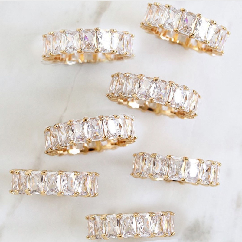 Gold Sterg Sier Filled 5A Cubic Zirconia CZ Dia Eternity Wedding Ring for Women 4