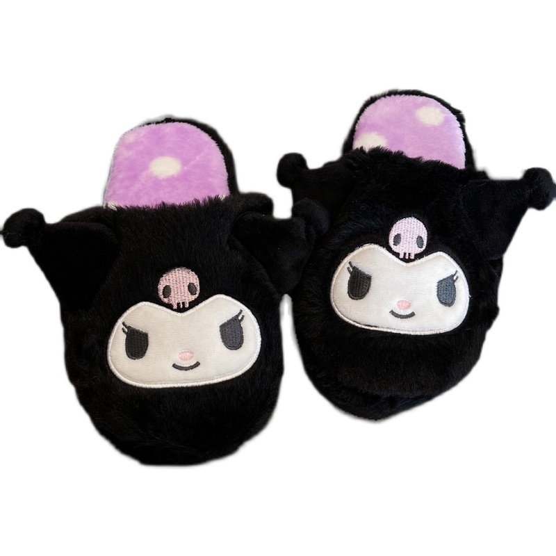 Slippers Cartoon Plush Slippers Floor Slippers Japanese Anime Warm Winter Indoor Slippers Flat Casual Non-slip Girl Home Shoes Kuromier 230206