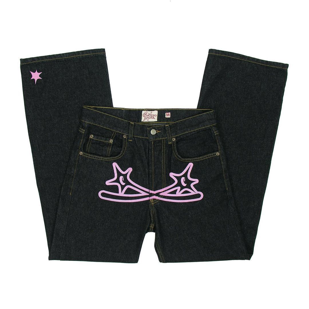 Women's Jeans Y2K Hip Hop Gothic Street Men's Loose Rock Pants Harajuku Casual Black Denim Trousers Streetwear 230206