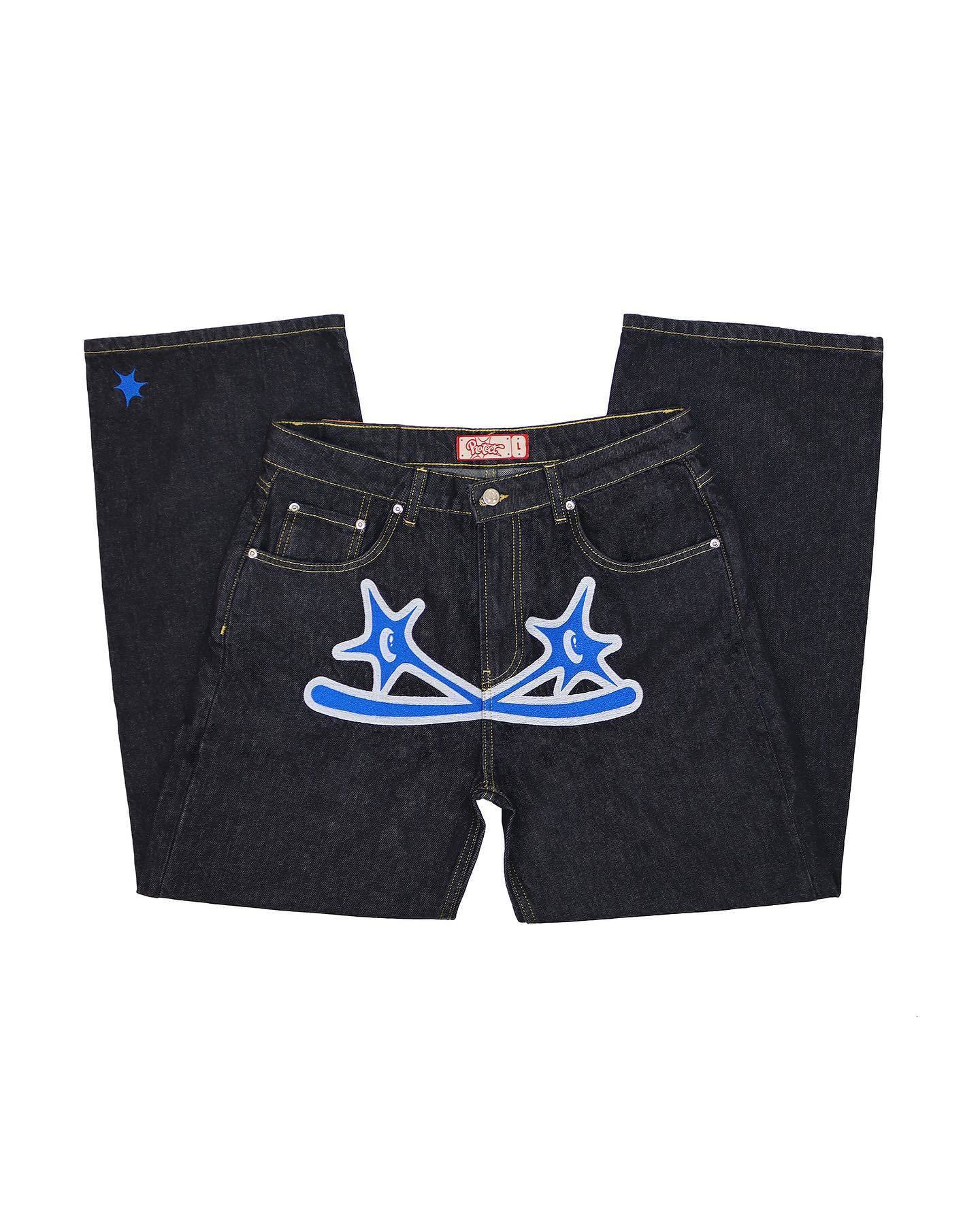 Women's Jeans Y2K Hip Hop Gothic Street Men's Loose Rock Pants Harajuku Casual Black Denim Trousers Streetwear 230206