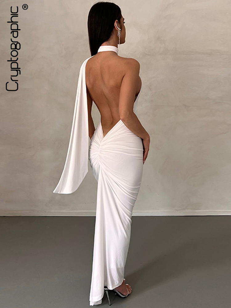 Casual Dresses Cryptographic Ruched Sexy Backless Sleeveless Maxi Dress Halter Summer Fashion Outfits for Women Party Club Gown Vestido 230206, White
Casual Dresses Cryptographic Ruched Sexy Backless Sleeveless Maxi Dress Halter Summer Fashion Outfits for Women Party Club Gown Vestido 230206, White