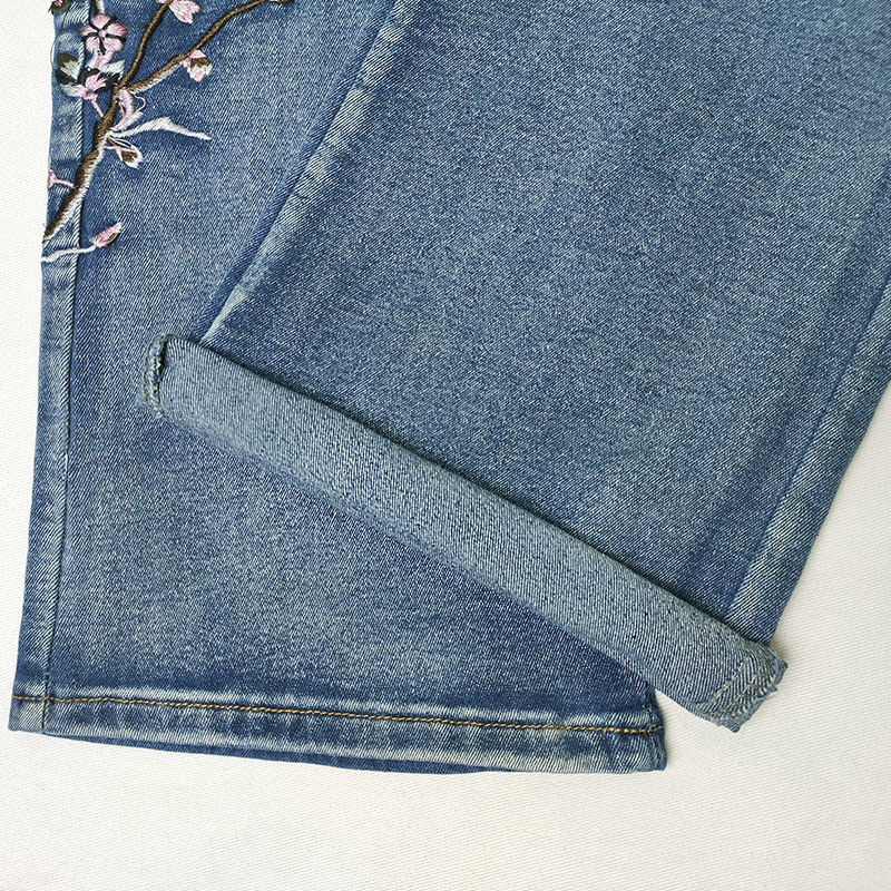 Women's Jeans Embroidered High Waist Denim Pants Fashion Street Washed Loose Casual Blue Straight Mom's 230206