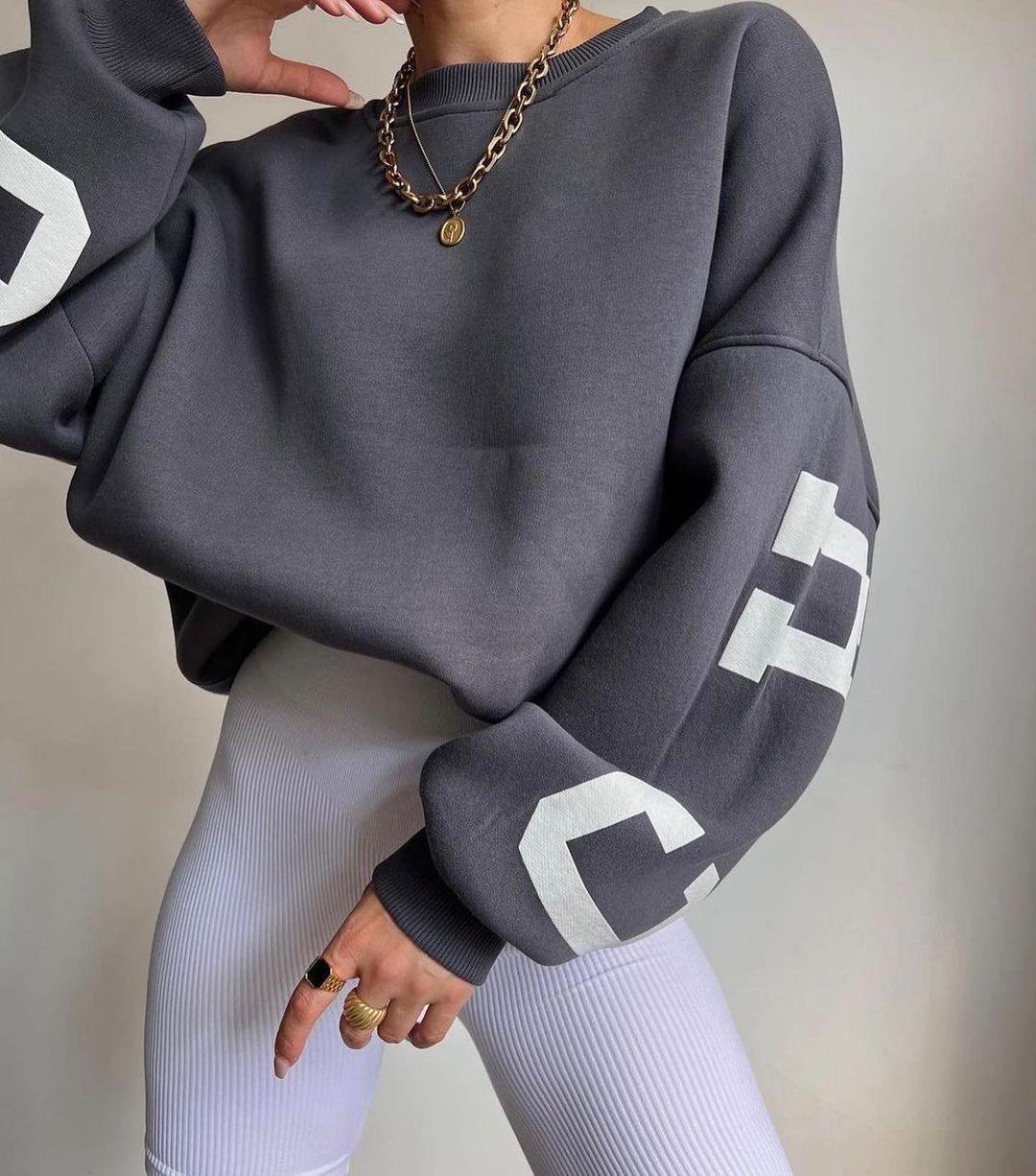 Women's Hoodies Sweatshirts Casual Letters Print Sweatshirt Women Fashion Fleece Long Sleeve Loose Y2k Streetwear Autumn Winter Lady Pullovers 23