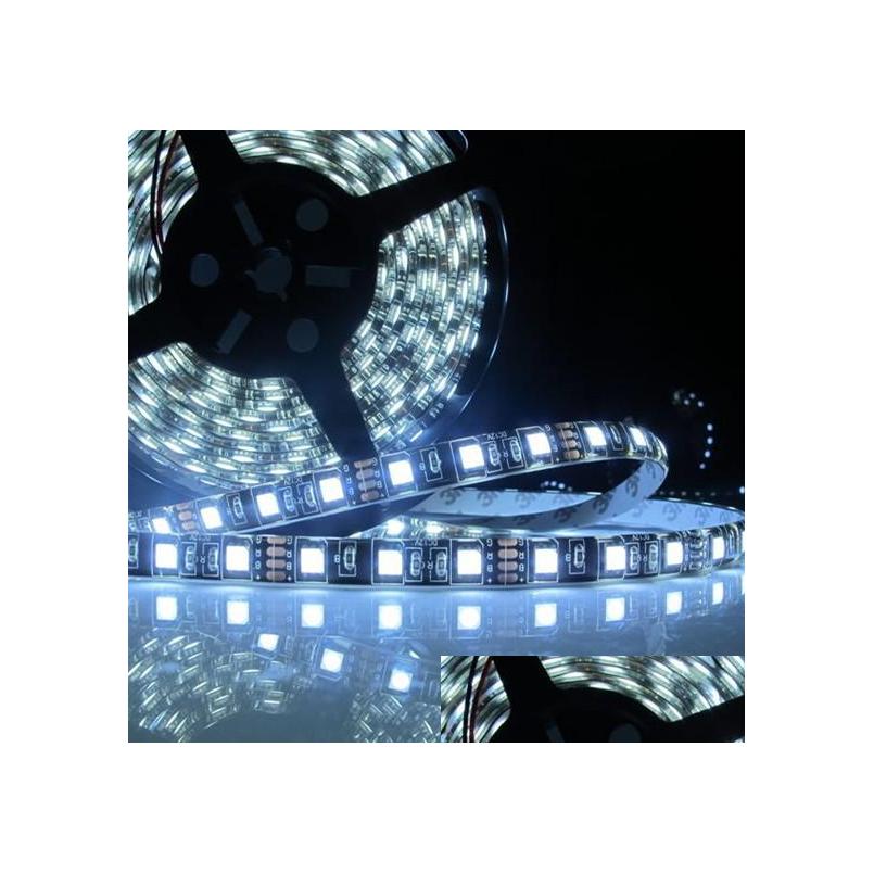 100M Led Strips Waterproof 5M Black Pcb 60Led/M 5050 Smd 300 Flexible Strip Light Lamp Cool White/Warm White Dc12V Drop Delivery Lig Dhn4B 60/M