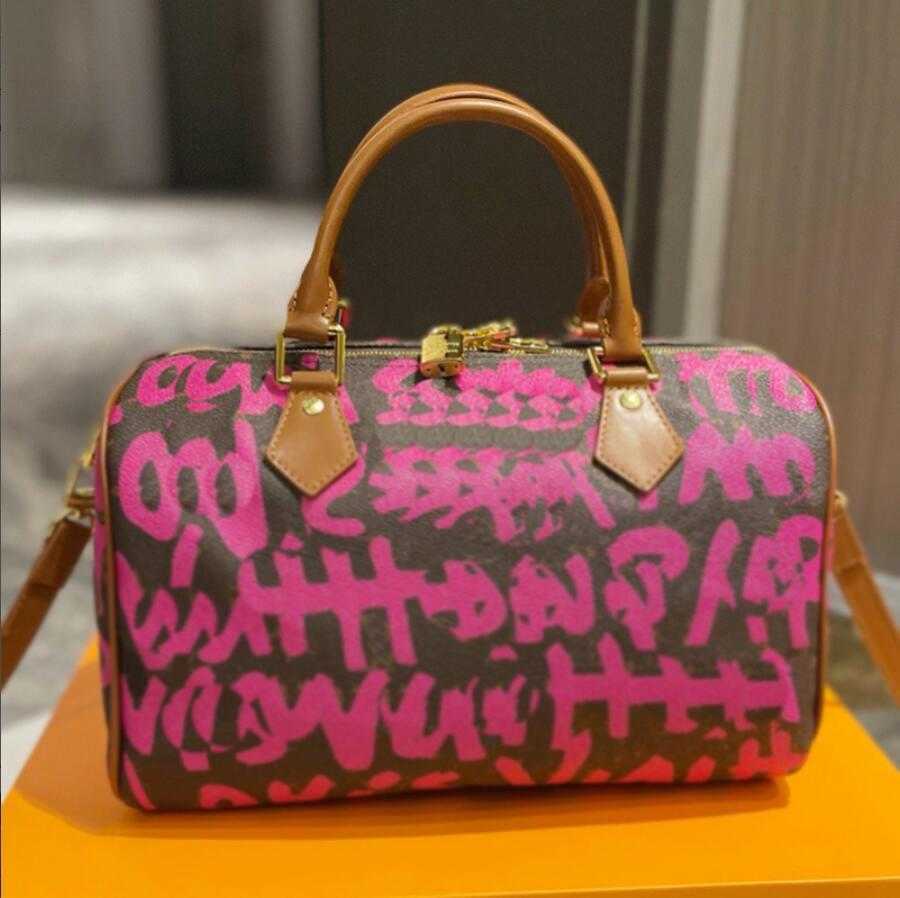 Designer tote bags women speedy graffiti totes bags luxurys designers Bags Printed shoulder handbags ladies genuine leather Pillows Handbag Top quality purse