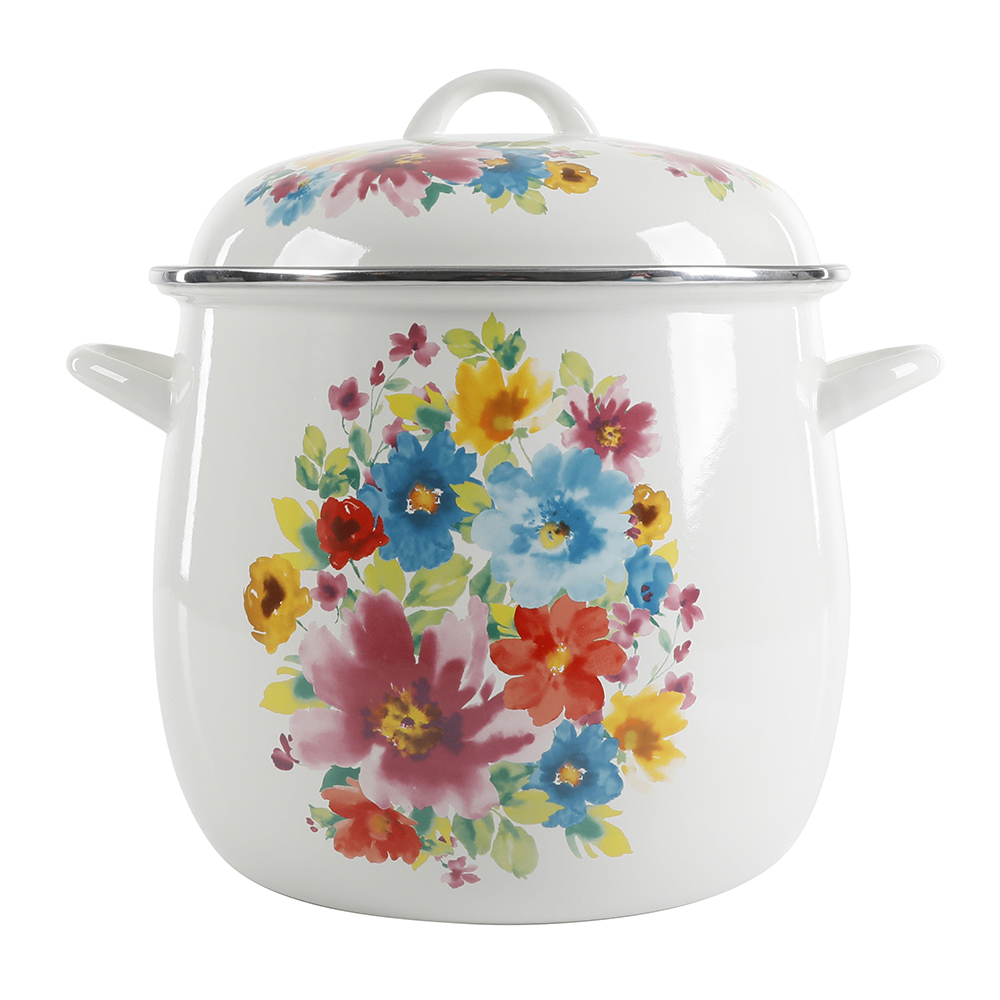 Breezy Blossom Enamel-on-Steel 12-Quart Stock Pot