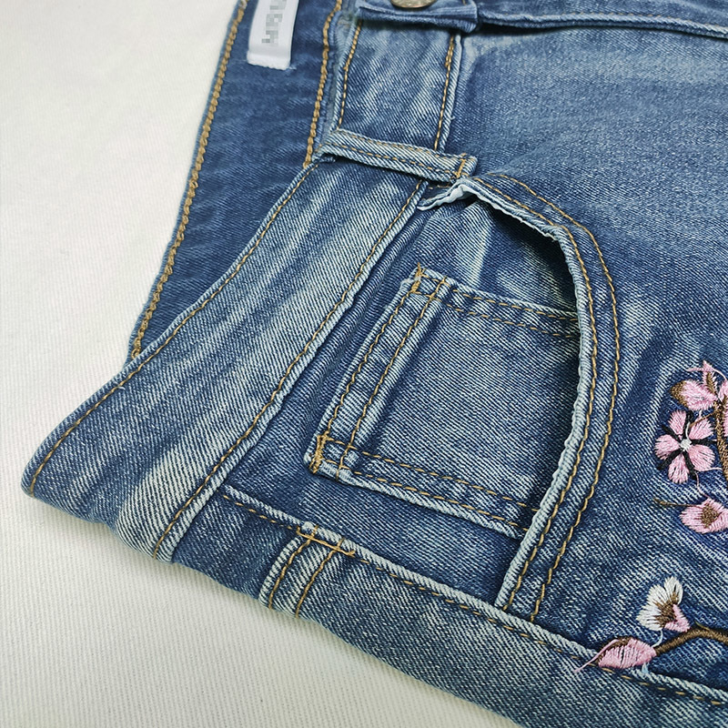 Women's Jeans Embroidered High Waist Denim Pants Fashion Street Washed Loose Casual Blue Straight Mom's 230206