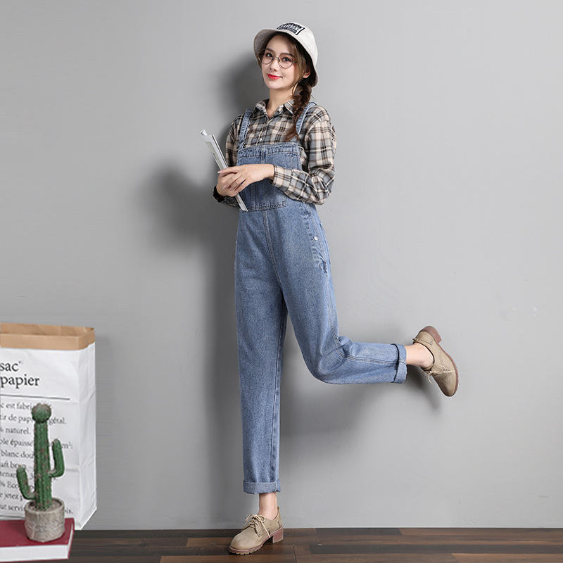 Women's Jeans Suspenders Pants Street Women Casual Overalls Denim Jumpsuits Pockets Coverall 230206