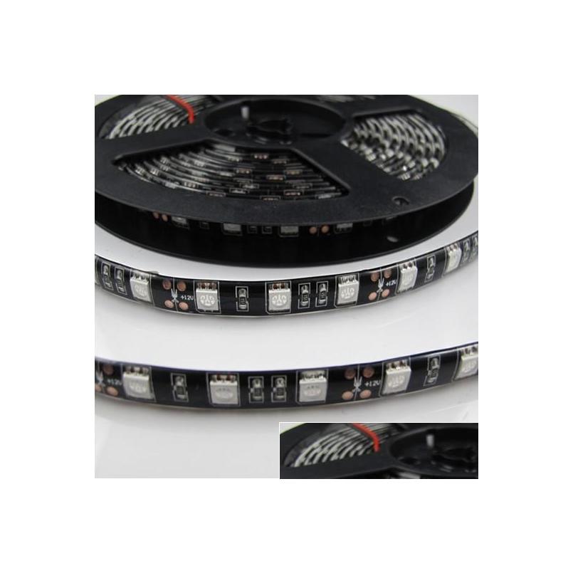 100M Led Strips Waterproof 5M Black Pcb 60Led/M 5050 Smd 300 Flexible Strip Light Lamp Cool White/Warm White Dc12V Drop Delivery Lig Dhn4B 60/M